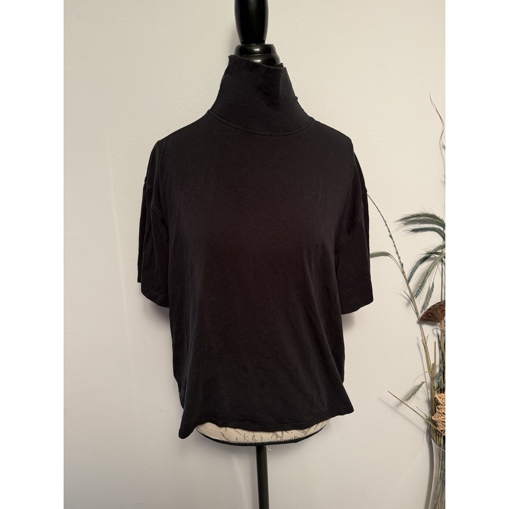 Lululemon Relaxed Fit Cotton Blend T-Shirt Black Neutral Capsule Wardrobe Sz 10